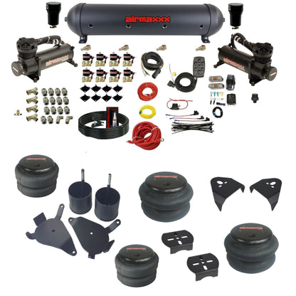 airmaxxx air suspension kit with 480 black compressors 5 gallon steel tank 2500 2600 bags and brackets fits chevy s10/S15/Sonoma KS10-480B2-838-59ABK-7BK-WK-HF