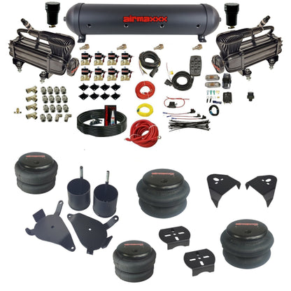 airmaxxx air suspension kit with x-series compressors 5 gallon steel tank 2500 2600 bags and brackets fits chevy s10/S15/Sonoma KS10-XB2-838-59ABK-7BK-WK-HF