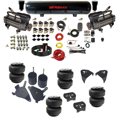 airmaxxx air suspension kit with x-series compressors 5 gallon steel tank Air Lift bags and brackets fits chevy s10/S15/Sonoma KS10-XB2-838-59S-7BK-WK-HFD25