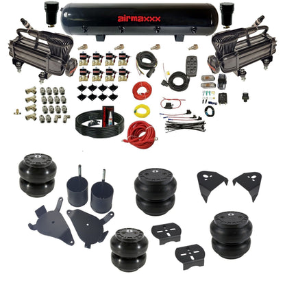 airmaxxx air suspension kit with x-series compressors 5 gallon steel tank slam bags and brackets fits chevy s10/S15/Sonoma KS10-XB2-838-59S-7BK-WK-HFSS6SS7