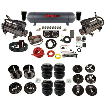 airmaxxx air suspension kit x-series Black aluminum air tank and Air Lift bags with brackets and install kit Fits 1965-70 cadillac KCAD65-XB2-57ABK-X4X7-WK-HFD25