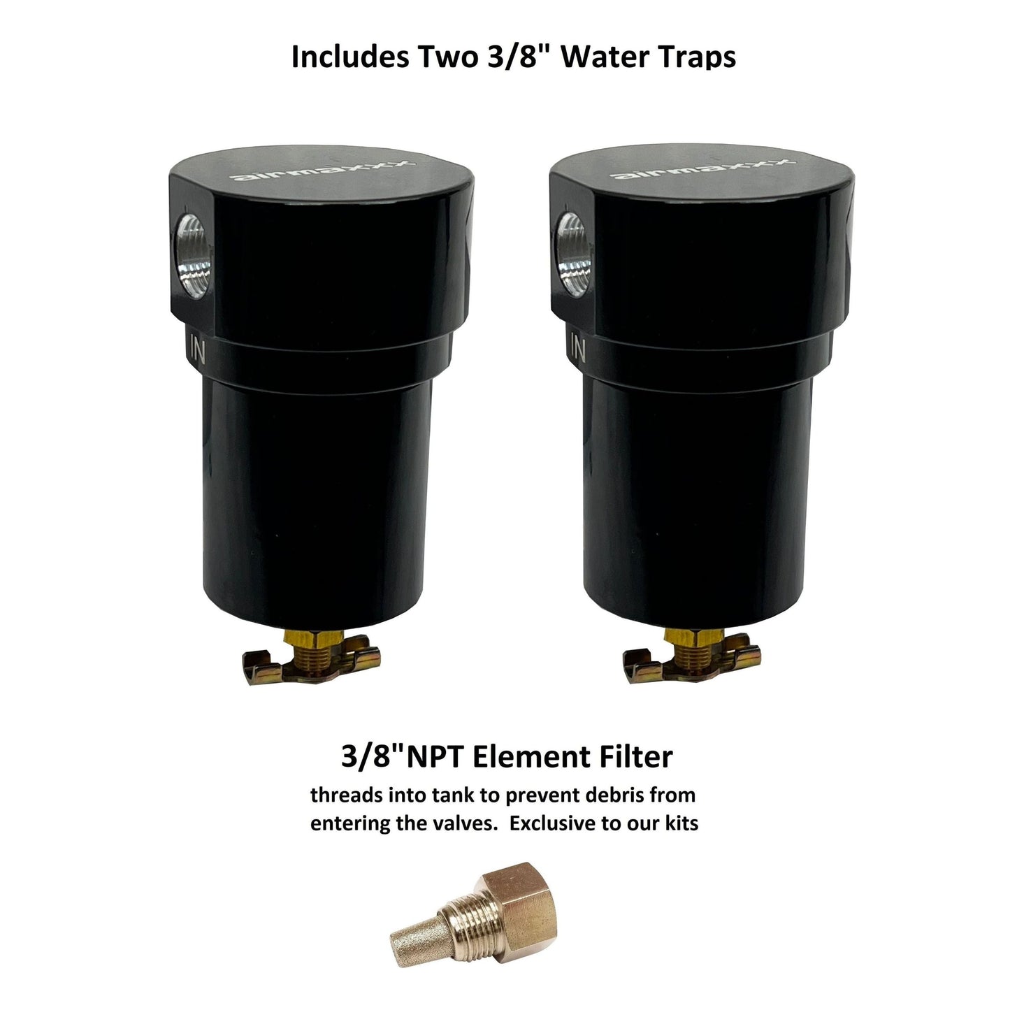 airmaxxx tank water traps and NPT element filter