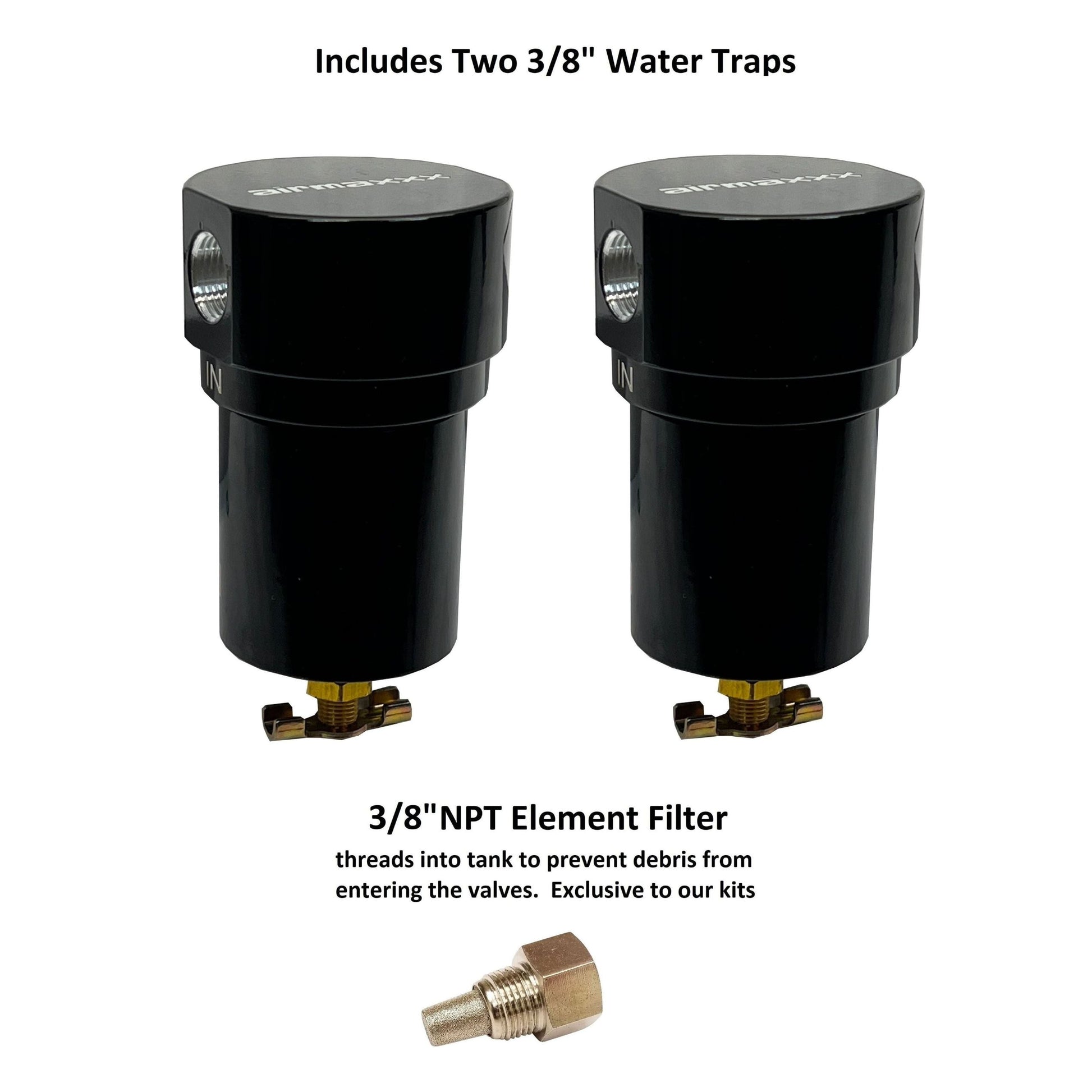 airmaxxx tank water traps and NPT element filter