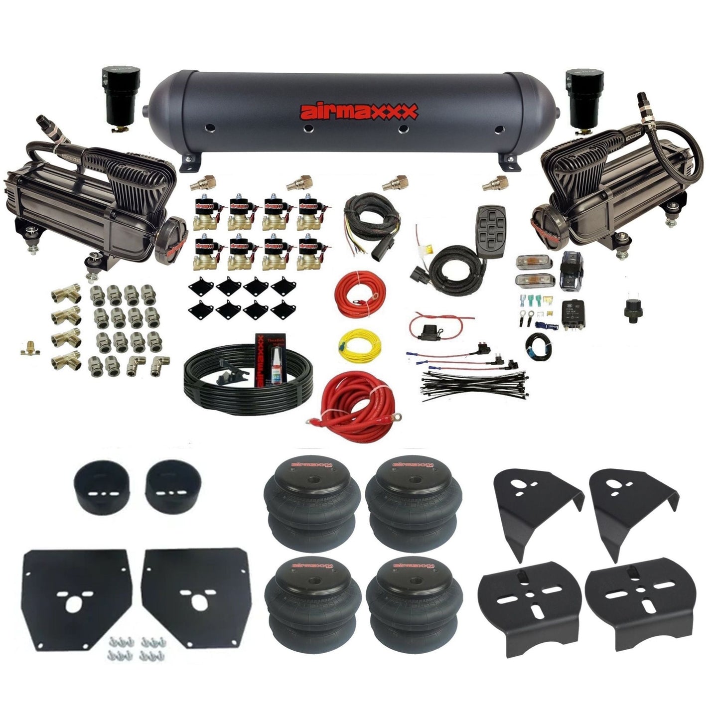 airmaxxx bags & brackets manual 3/8" toggles air suspension kit X-series & aluminum tank for 1963-1964 Cadillac KC1073-XB2-838-59ABK-7BK-WK-HF