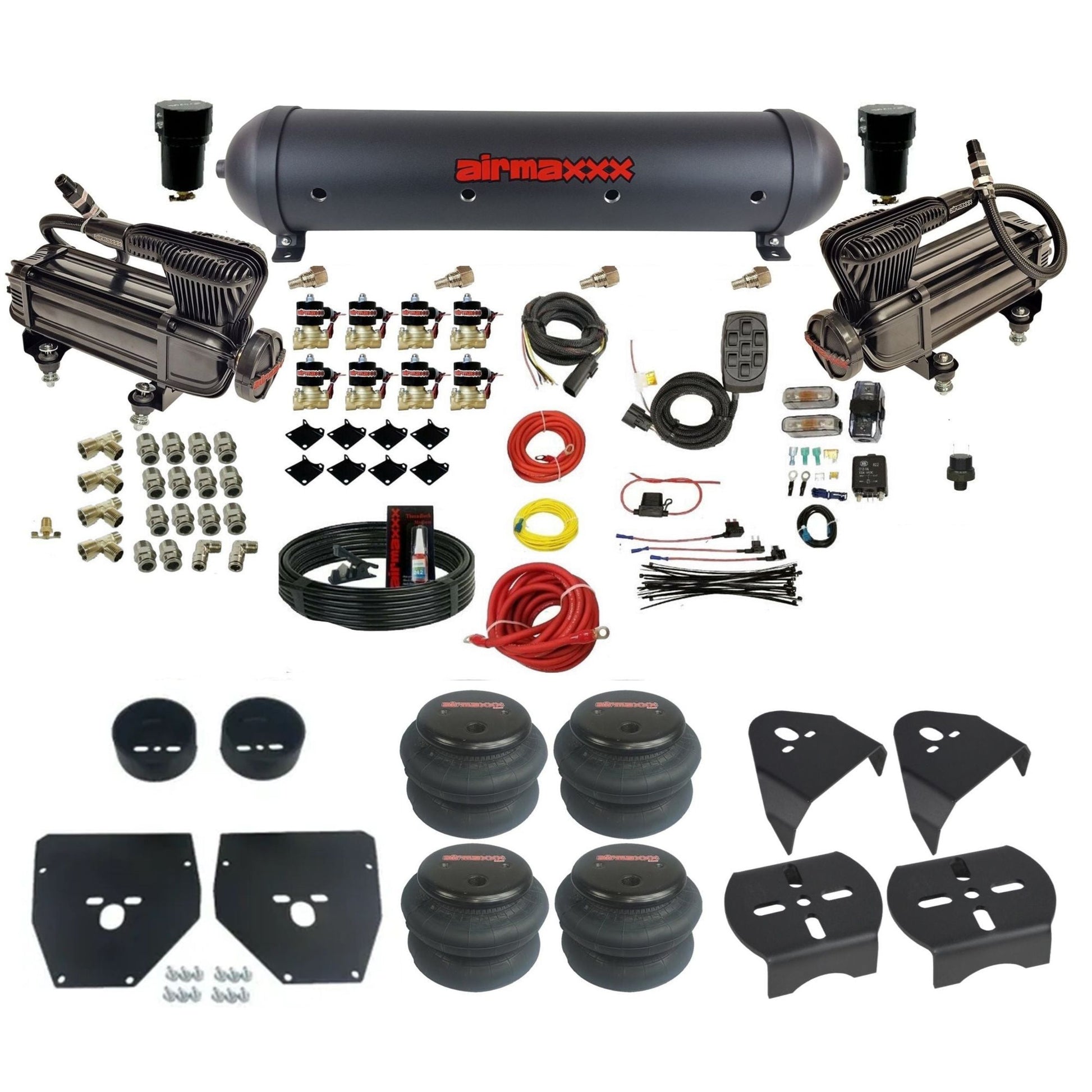 airmaxxx bags & brackets manual 3/8" toggles air suspension kit X-series & aluminum tank for 1963-1964 Cadillac KC1073-XB2-838-59ABK-7BK-WK-HF