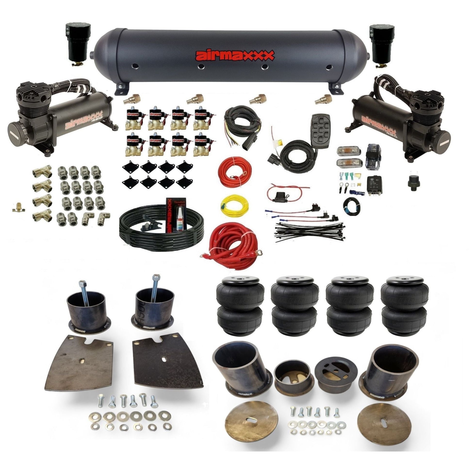 airmaxxx black 480 air compressors black aluminum air tank Air Lift air bags & brackets fits 1961-64 Buick KBUI61-480B2-838-59ABK-7BK-WK-HFD25