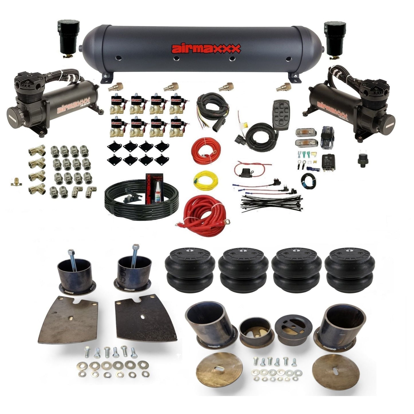 airmaxxx black 480 air compressors black aluminum air tank Slam air bags & brackets fits 1961-64 Buick KBUI61-480B2-838-59ABK-7BK-WK-HFSS7