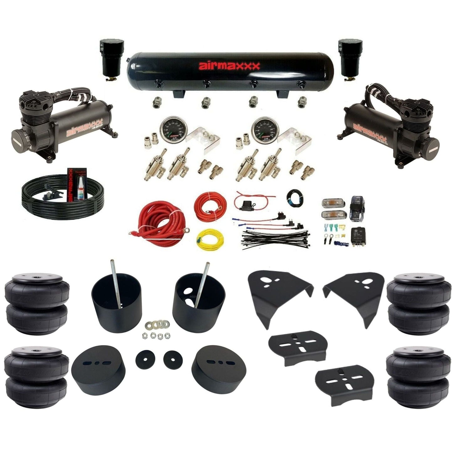 airmaxxx black 480 compressors steel air tank Air Lift bags & brackets manual 3/8 air ride kit fits 1999-06 silverado KGM99-480B2-59S-4TOG2GA2B-WK-HFD261500