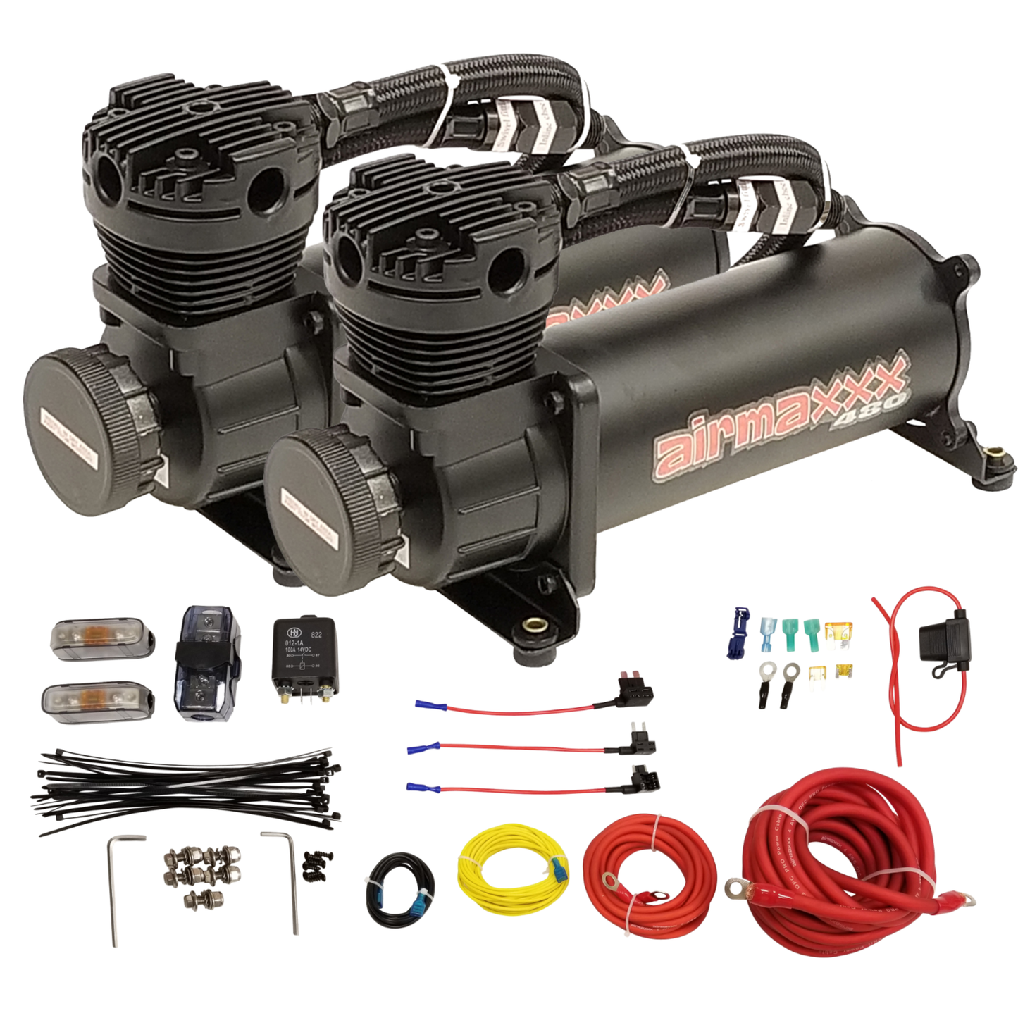 airmaxxx black 480 compressors with air suspension install kit parts