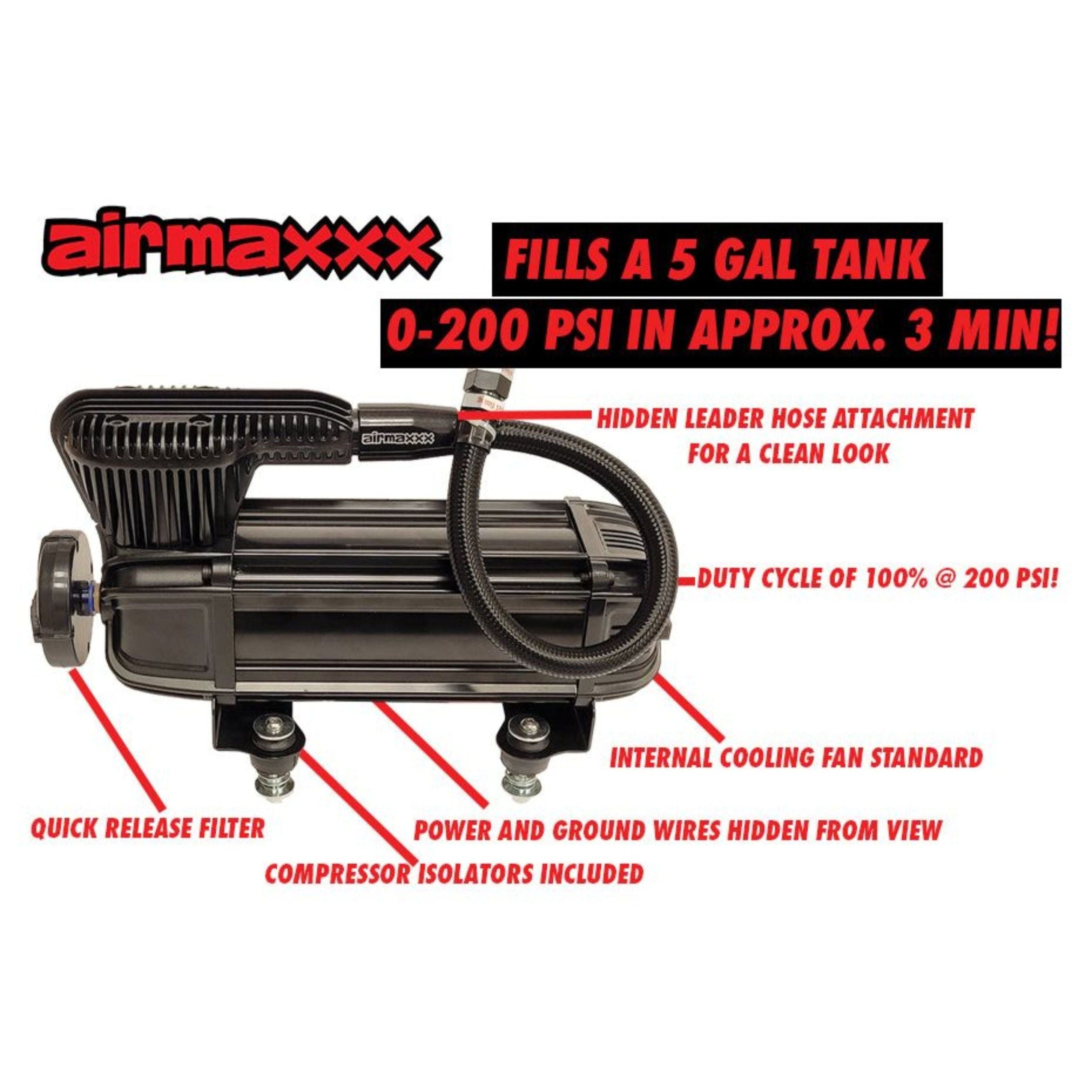 airmaxxx Black X-Series Dual Air Compressor Pack 200 PSI Max