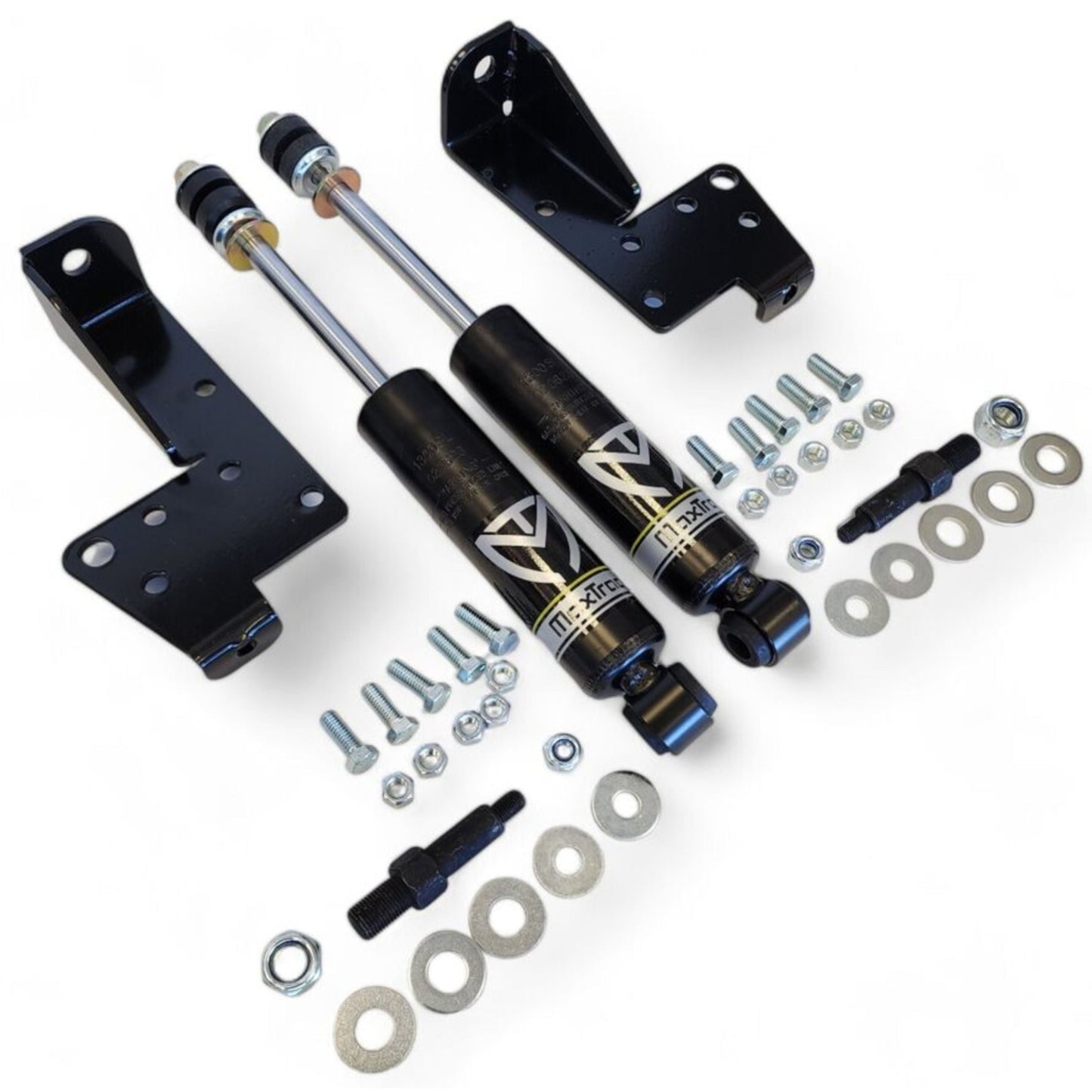 airmaxxx bolt on front shocks relocator kit with maxtrac shocks for 1958–1964 chevy impala air ride
