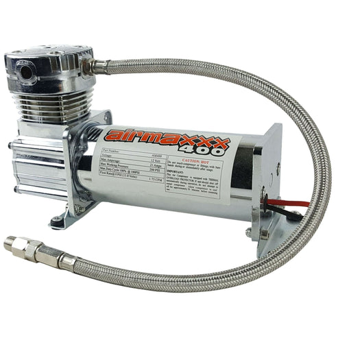 airmaxxx Chrome 400 Air Ride Suspension Compressor – 200 PSI, 12V