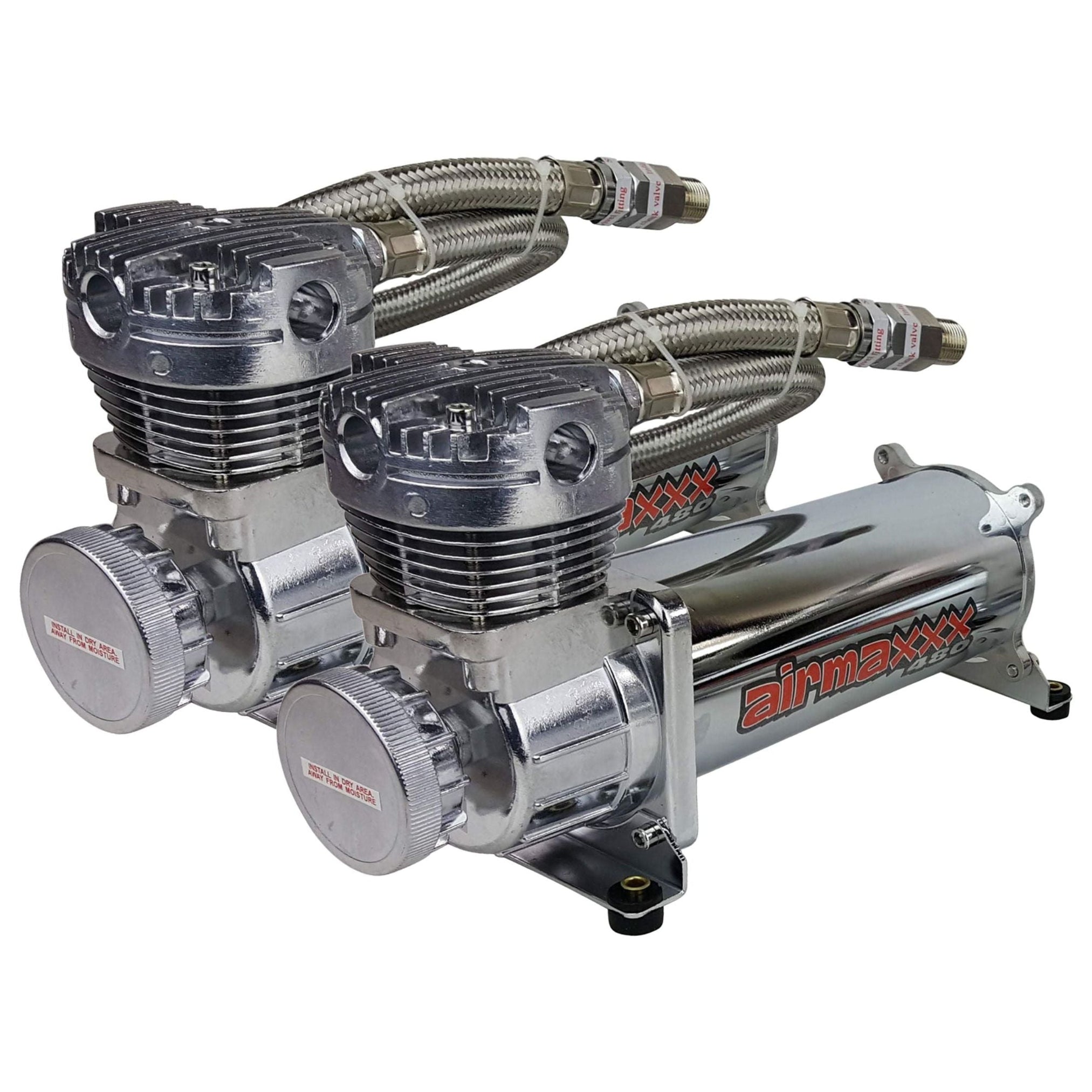 airmaxxx 480 Chrome Dual Air Compressor Pack – airslamit