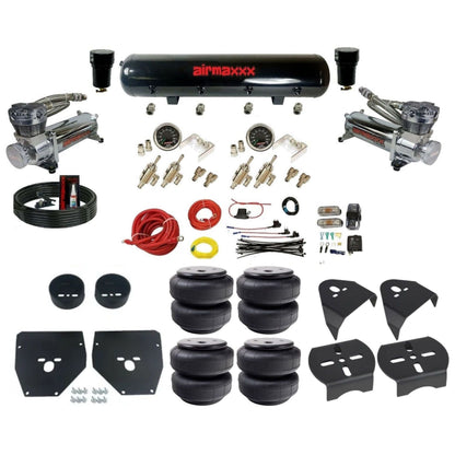 airmaxxx chrome 480 air compressors steel air tank Air Lift bags & brackets manual 3/8 air ride kit for 1973-87 chevy c10 KC1073-480C2-59S-4TOG2GA2B-WK-HFD26