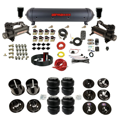 airmaxxx dual 480 black compressors with 5 gallon aluminum air tank Air Lift bags and brackets for install KCAD65-480B2-838-59ABK-7BK-WK-HFD25