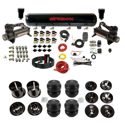 airmaxxx dual black 480 compressors with 5 gallon steel air tank Slam bags and brackets for install KCAD65-480B2-838-59S-7BK-WK-HFSS7