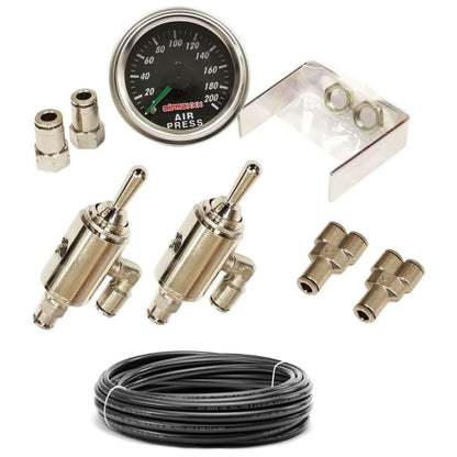 airmaxxx dual needle air gauge with 3 position toggle switches pair for air ride suspension parts