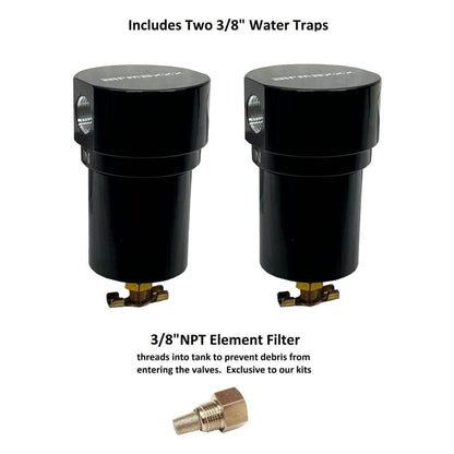 airmaxxx dual water traps and NPT element filter for air tank