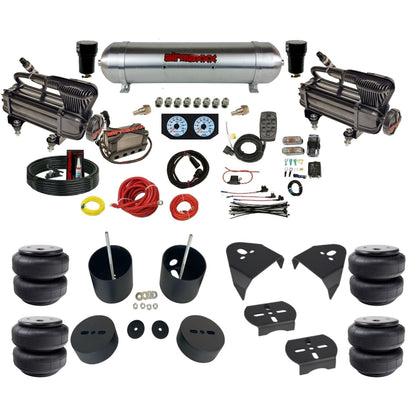 airmaxxx dual x-series air compressors aluminum tank X4 manifold w/Air Lift bags & brackets KGM99-XB2-57ARW-X4X7-WK-HFD26