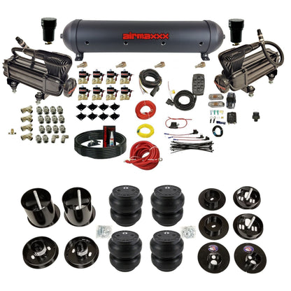 airmaxxx dual x-series compressors with 5 gallon aluminum air tank Slam bags and brackets for install KCAD65-XB2-838-59ABK-7BK-WK-HFSS7