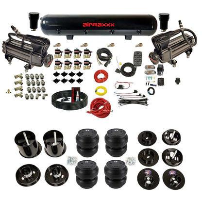 airmaxxx dual x-series compressors with 5 gallon steel air tank Slam bags and brackets for install KCAD65-XB2-838-59S-7BK-WK-HFSS7