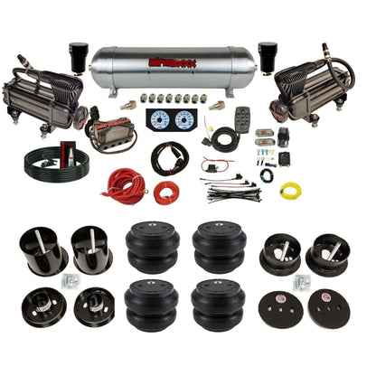 airmaxxx dual x-series compressors with aluminum tank and Slam bags fits 1963-64 Cadillac air ride suspension kit KCAD63-XB2-57ARW-X4X7-WK-HFSS7