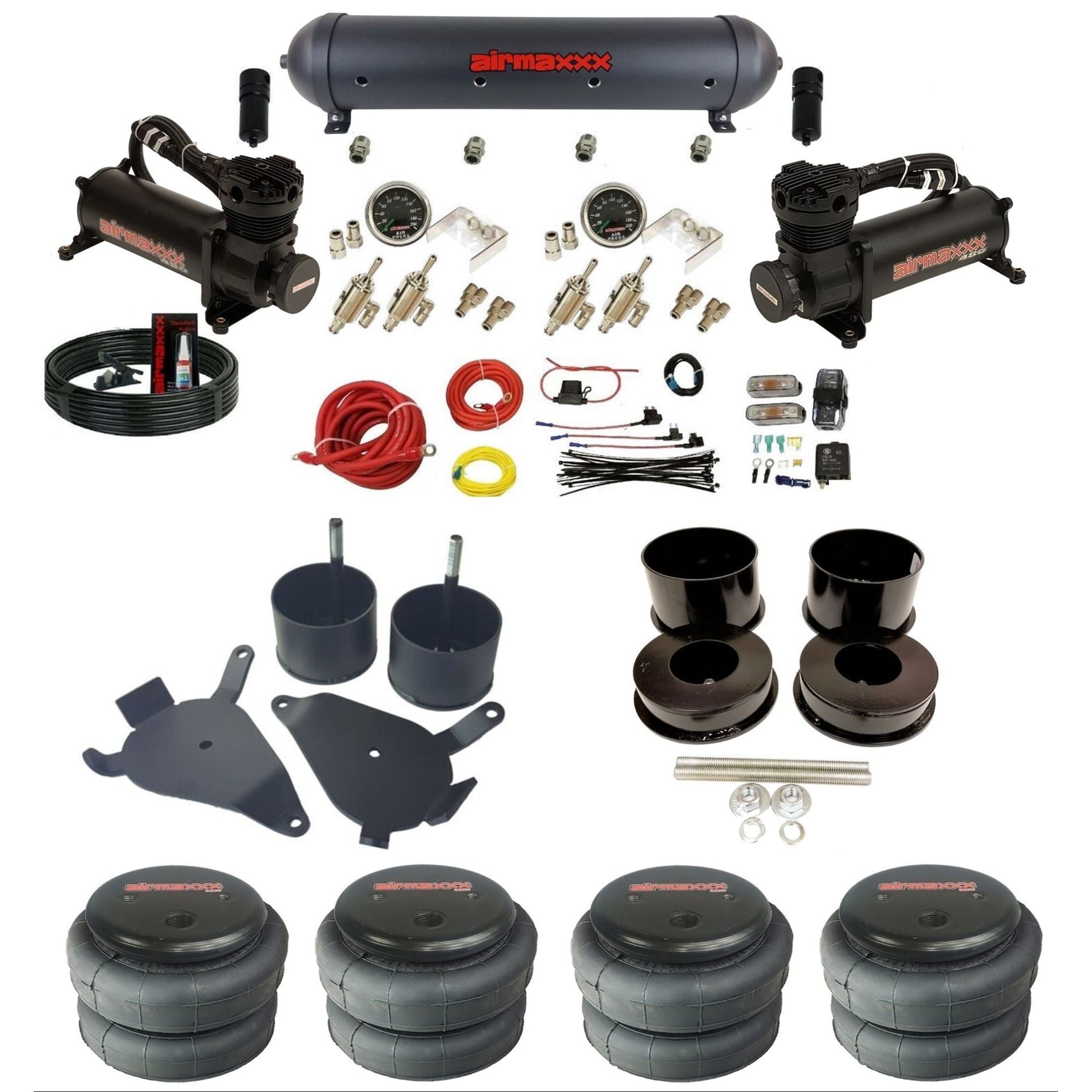 airmaxxx manual 3/8" air suspension kit 480 black compressors black aluminum tank 2600 bags for 1978-88 G-Body GBODY-480B2-59ABK-4TOG2GA2B-WK-HF