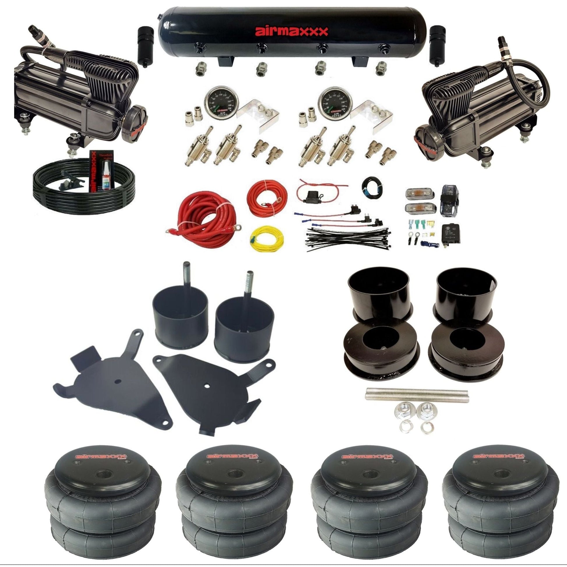 airmaxxx manual 3/8" air suspension kit X-series Steel tank 2600 bags for 1978-88 GM G-Body K-GBODY-XB2-59S-4TOG2GA2B-WK-HF