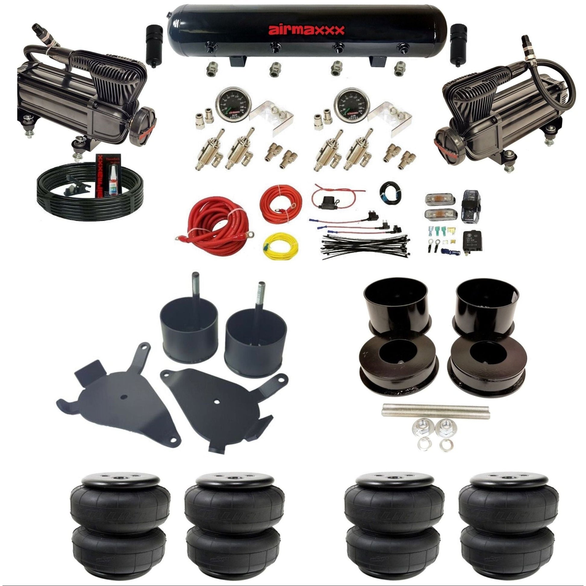 airmaxxx manual 3/8" air suspension kit X-series Steel tank Air Lift bags for 1978-88 GM G-Body K-GBODY-XB2-59S-4TOG2GA2B-WK-HFD25