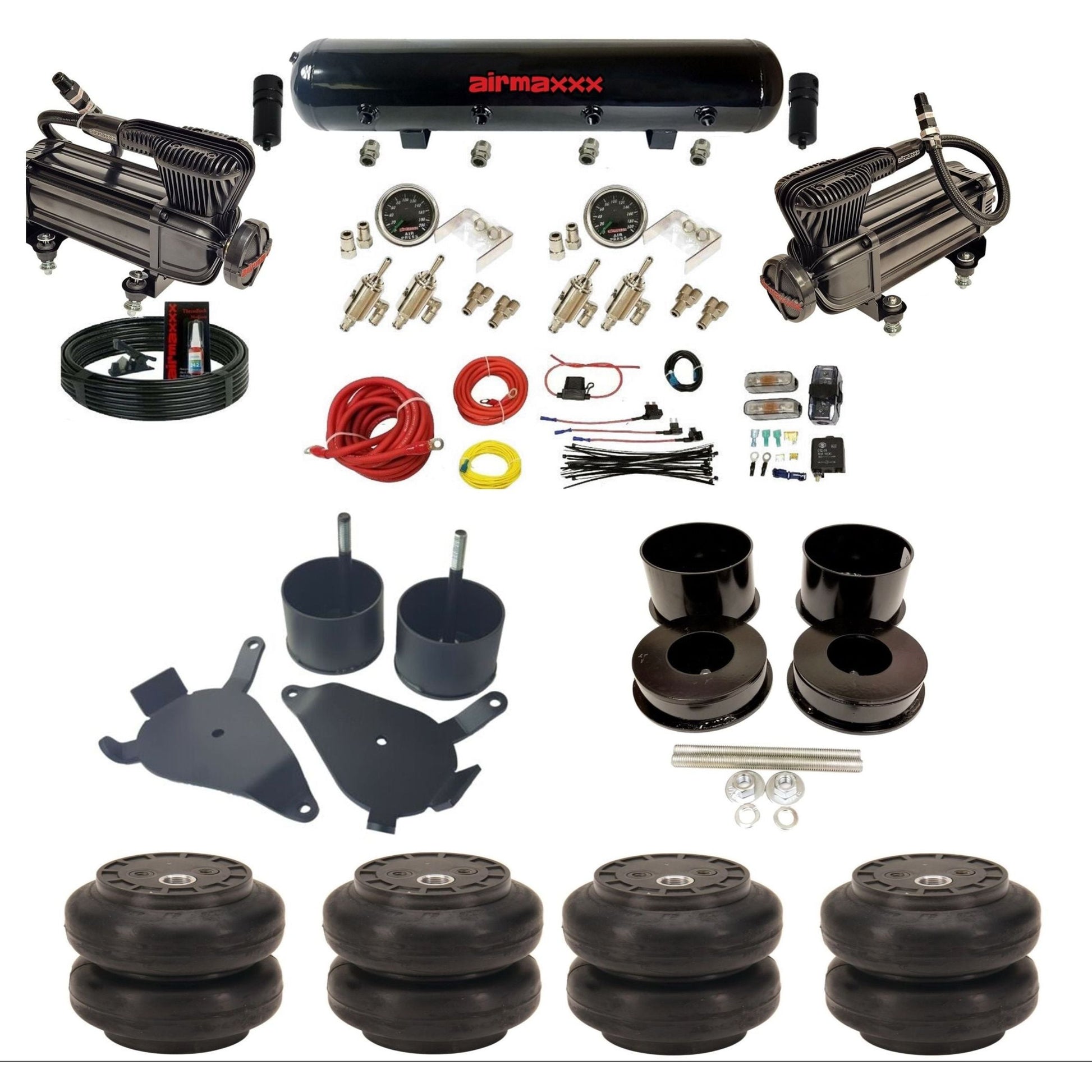 airmaxxx manual 3/8" air suspension kit X-series Steel tank Slam bags for 1978-88 GM G-Body K-GBODY-XB2-59S-4TOG2GA2B-WK-HFSS6