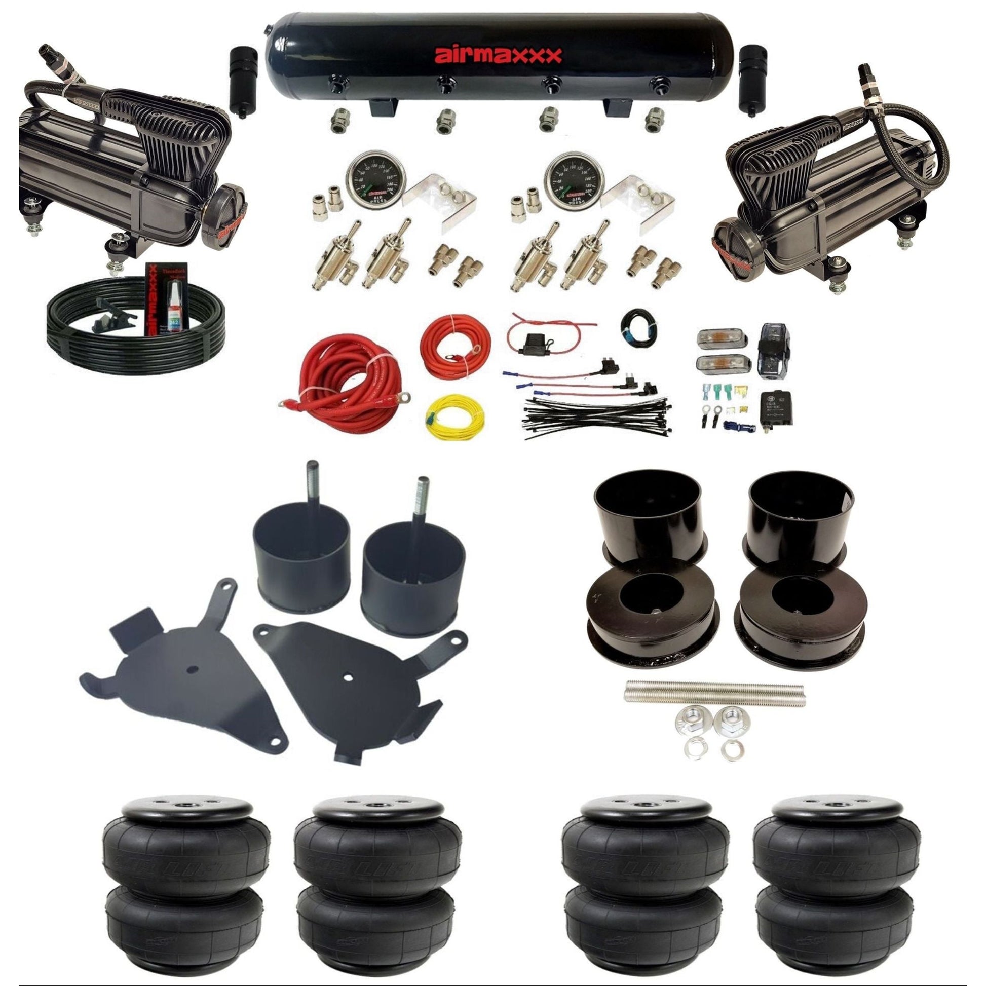 airmaxxx manual 3/8" air suspension kit X-series compressors steel tank Air Lift bags for 1978-88 G-Body GBODY-XB2-59S-4TOG2GA2B-WK-HFD25
