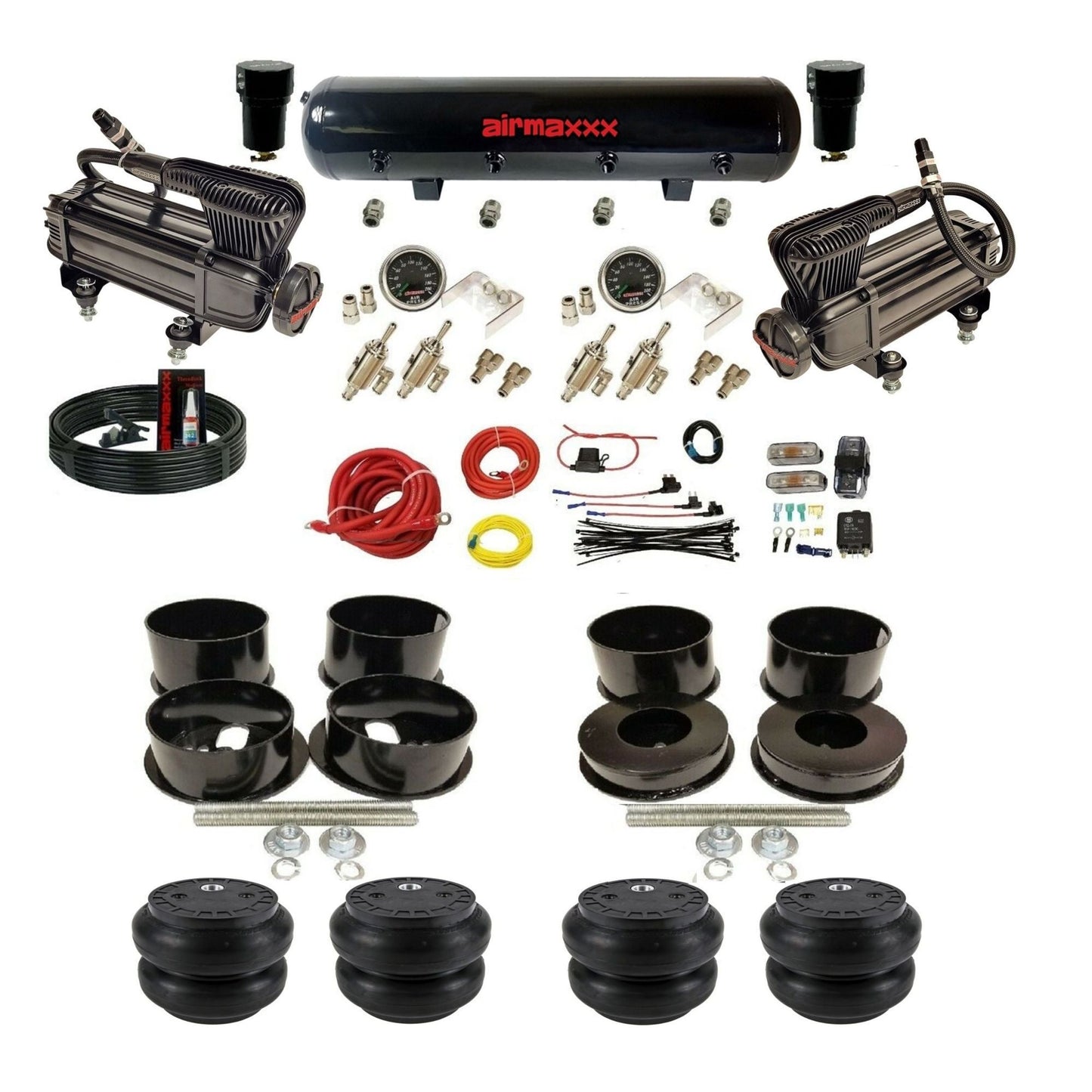 airmaxxx manual 3/8" air suspension kit X-series compressors steel tank Slam bags for 1971-96 GM B-Body KBBDY-XB2-59S-4TOG2GA2B-WK-HFSS7