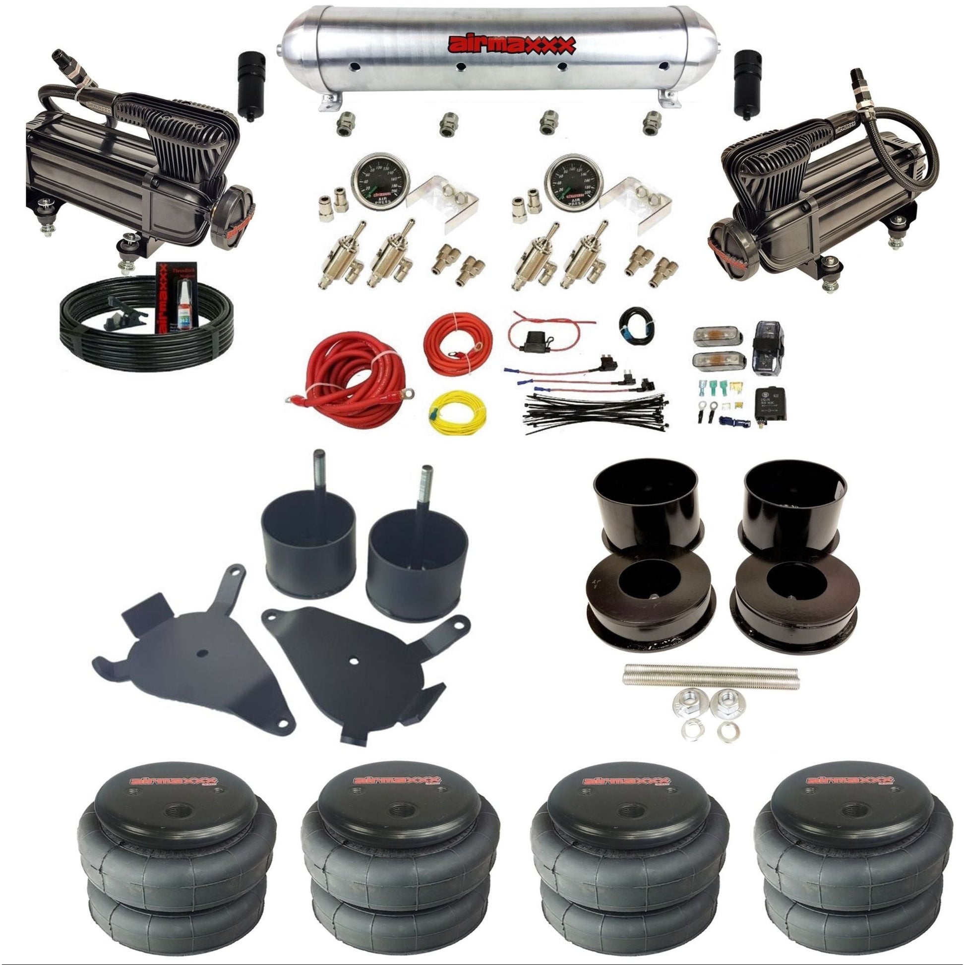 airmaxxx manual 3/8" air suspension kit X-series raw aluminum tank 2600 bags for 1978-88 GM G-Body K-GBODY-XB2-59ARW-4TOG2GA2B-WK-HF