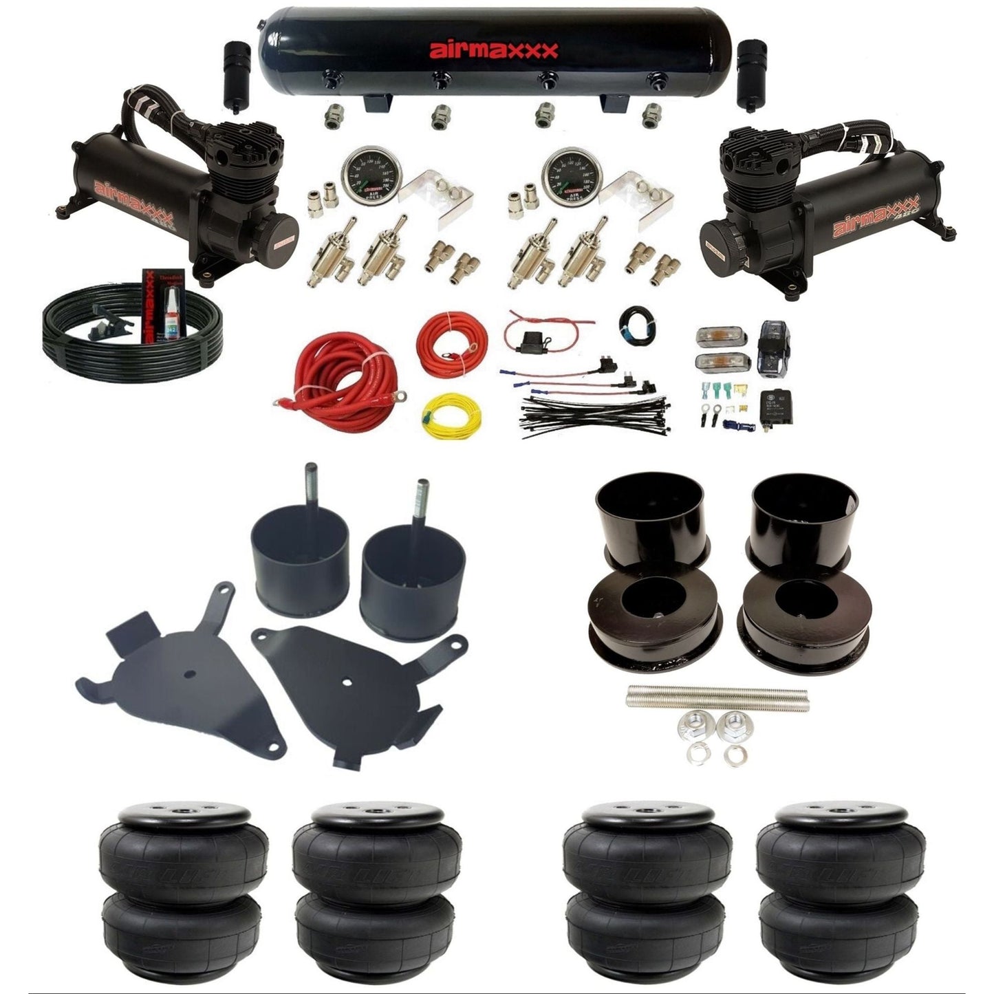 airmaxxx manual 3/8" air suspension kit black 480 compressors steel tank Air Lift bags for 1978-88 G-Body K-GBODY-480B2-59S-4TOG2GA2B-WK-HFD25
