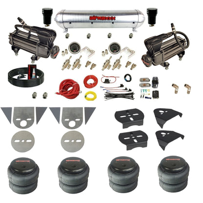 airmaxxx mini truck kit x-series air compressor aluminum tank and 2500 bags w/brackets KTOR-XB2-59ARW-4TOG2GA2B-WK-HF