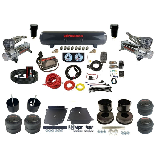 airmaxxx plug n play 3/8" air suspension kit chrome 480 steel tank & bags fits 1964-72 A-Body KABDY-480C2-57S-X4X7-WK-HF