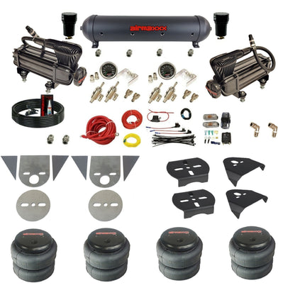 airmaxxx toggle kit with x-series dual compressors aluminum air tank and 2500 air bags KTOR-XB2-59ABK-4TOG2GA2B-WK-HF