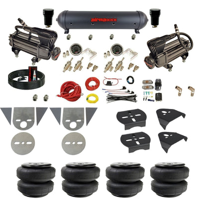 airmaxxx toggle kit with x-series dual compressors aluminum air tank and Air Lift air bags KTOR-XB2-59ABK-4TOG2GA2B-WK-HFD25