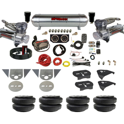 airmaxxx torsion bar mini truck air suspension kit with chrome 480 compressors aluminum tank air lift bags and brackets KTOR-480C2-57ARW-X4X7-X7R-WK-HFD25
