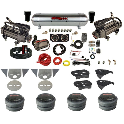 airmaxxx torsion bar mini truck air suspension kit with x-series  compressors aluminum tank 2500 bags and brackets KTOR-XB2-57ARW-X4X7-X7R-WK-HF