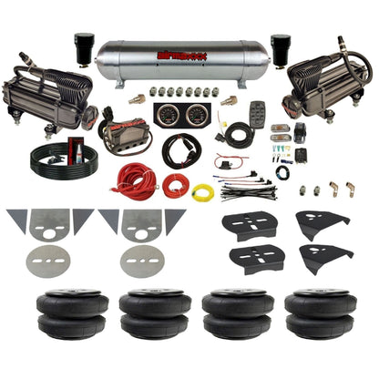 airmaxxx torsion bar mini truck air suspension kit with x-series  compressors aluminum tank air lift bags and brackets KTOR-XB2-57ARW-X4X7-X7R-WK-HFD25