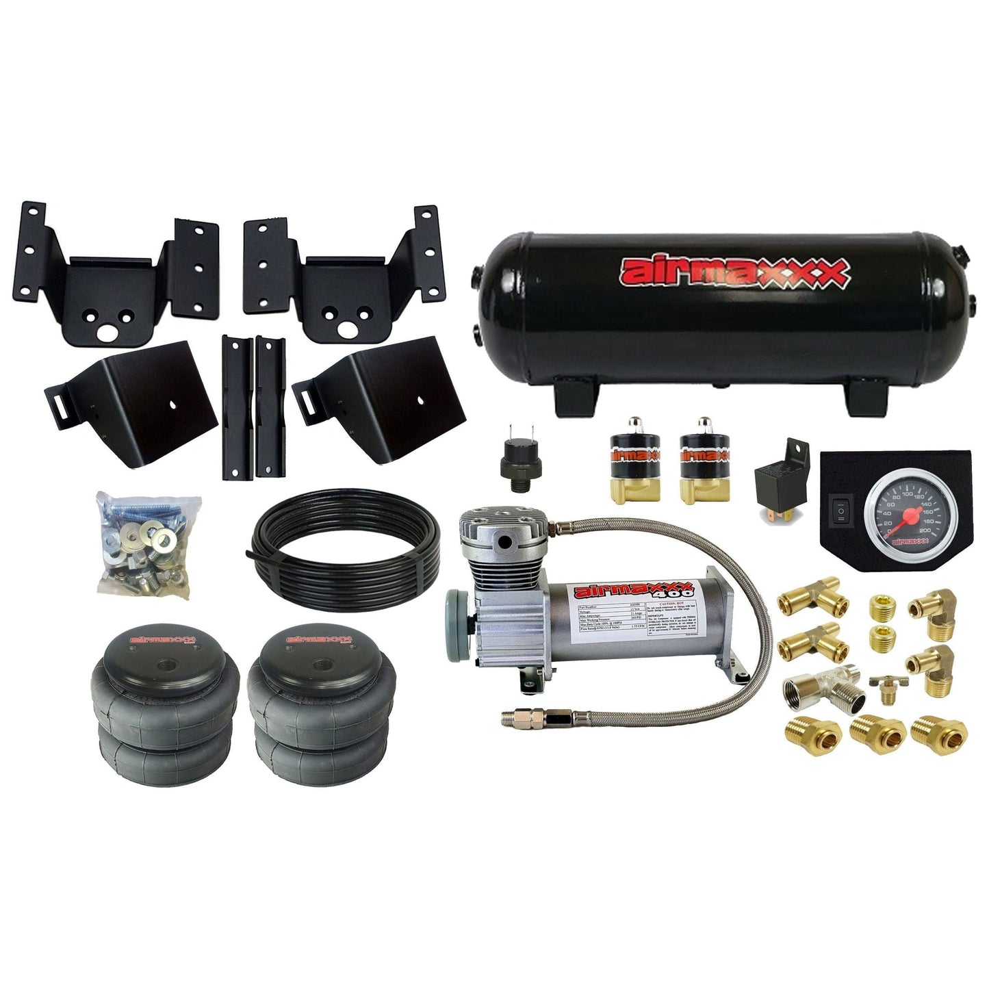 airmaxxx tow assist kit w/black gauge for 2018 2019 chevy silverado 2500 3500 8 lug