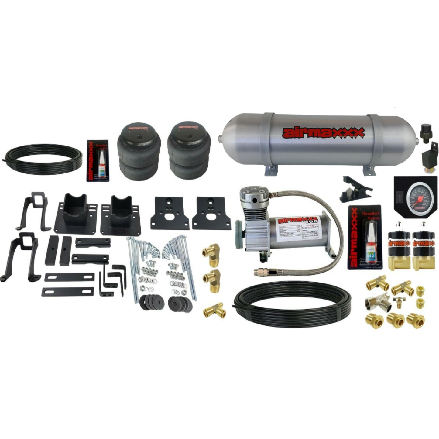 airmaxxx tow assist overload kit with compressor aluminum tank and gauge for ford f250 f350 2005 2010 2wd super duty trucks