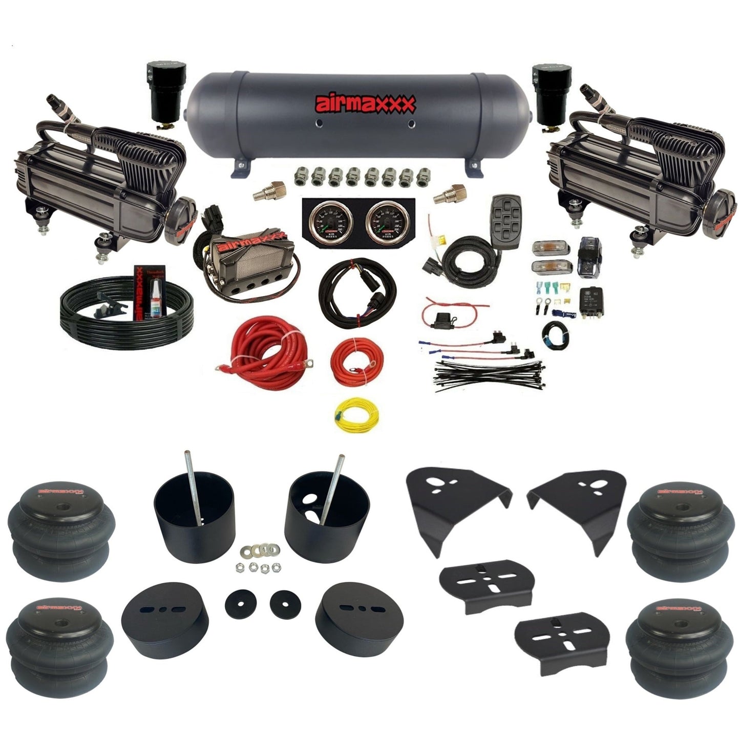 airmaxxx x-series X4 Aluminum air tank 2600 bags and brackets fits 1988-98 Silverado 1500 KGM88-XB2-57ABK-X4X7-WK-HF