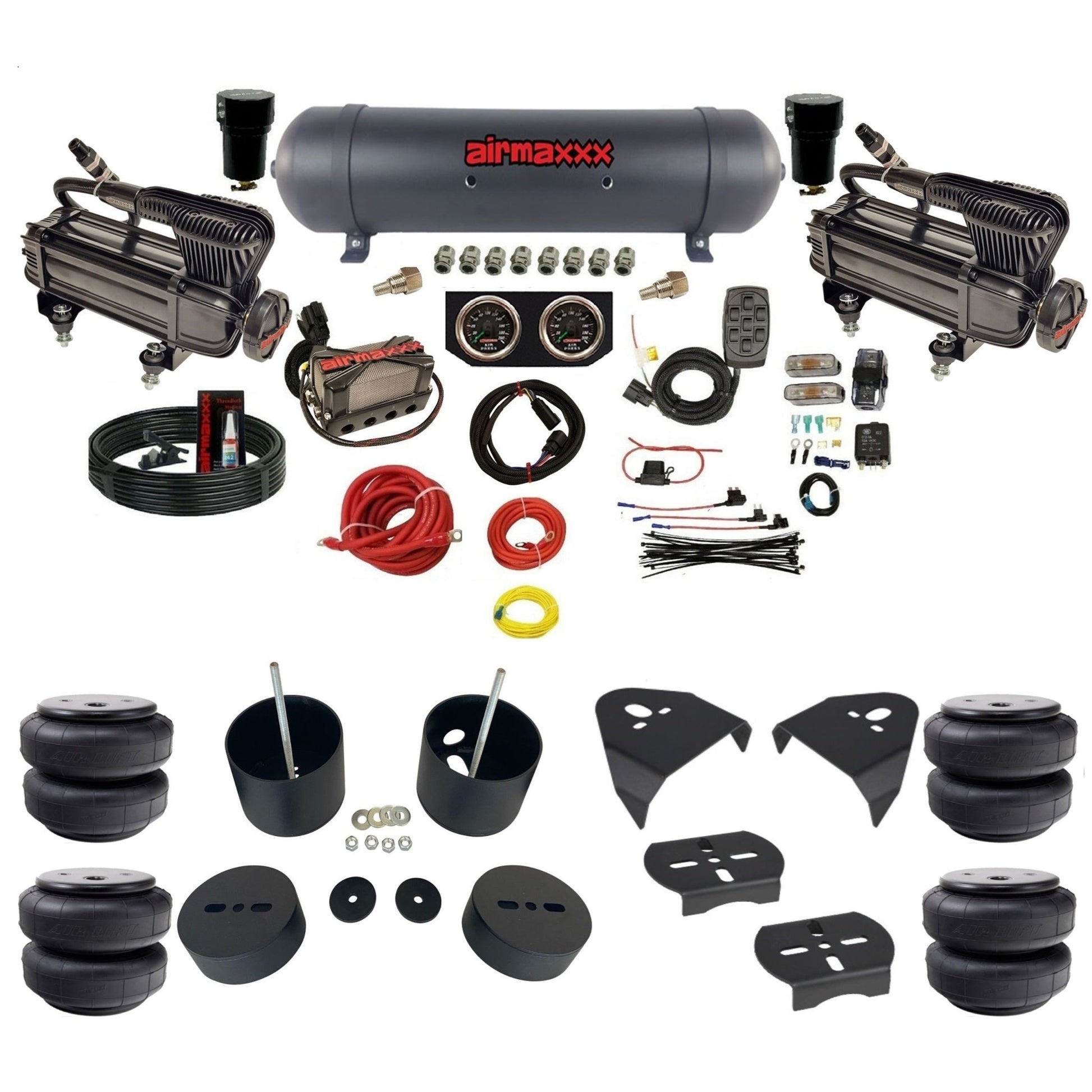 airmaxxx x-series X4 Aluminum air tank Air Lift bags and brackets fits 1988-98 Silverado 1500 KGM88-XB2-57ABK-X4X7-WK-HFD26