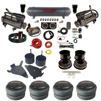 airmaxxx x-series air compressors X4 manifold aluminum air tank 2500 bags and brackets for 1978-88 GM G-Body KGBDY-XB2-57ABK-X4X7-WK-HF