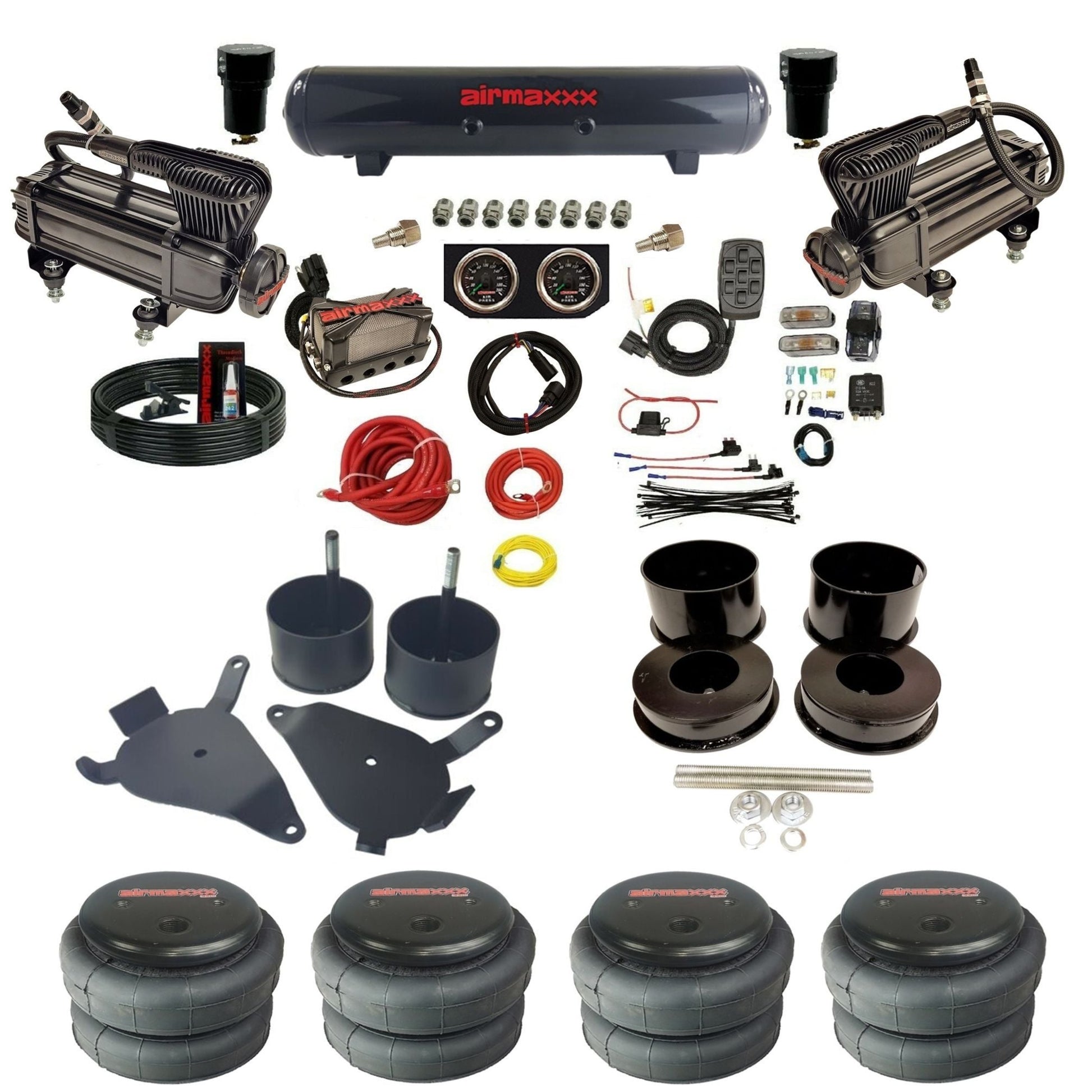 airmaxxx x-series air compressors X4 manifold steel air tank 2500 bags and brackets for 1978-88 GM G-Body KGBDY-XB2-57S-X4X7-WK-HF