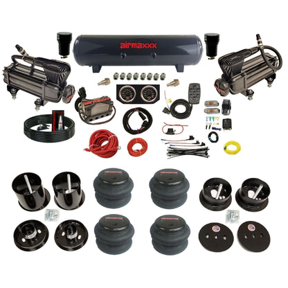 airmaxxx x-series air compressors X4 manifold steel air tank 2600 bags & brackets fits 1963 Cadillac KCAD63-XB2-57S-X4X7-WK-HF