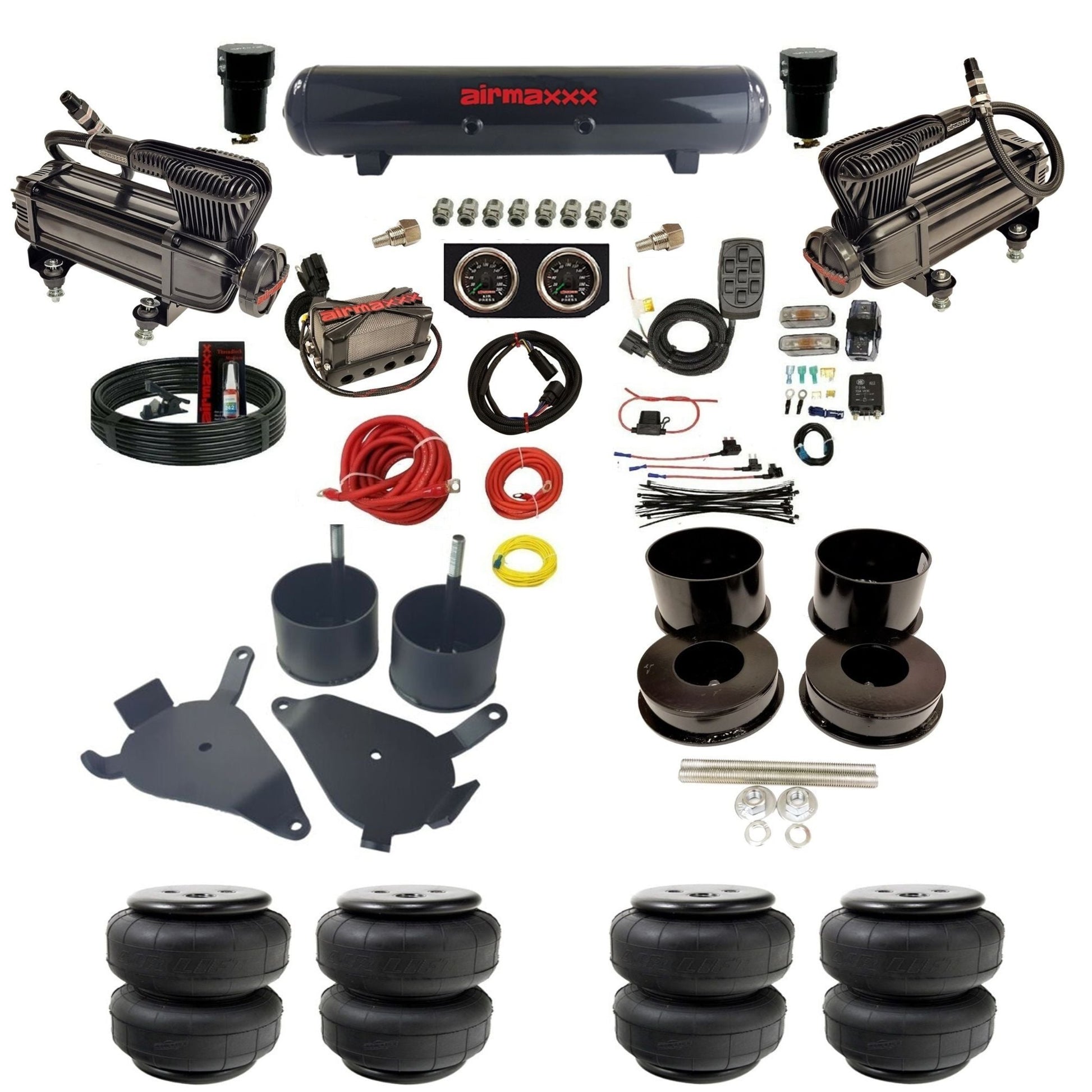 airmaxxx x-series air compressors X4 manifold steel air tank Air Lift bags and brackets for 1978-88 GM G-Body KGBDY-XB2-57S-X4X7-WK-HFD25