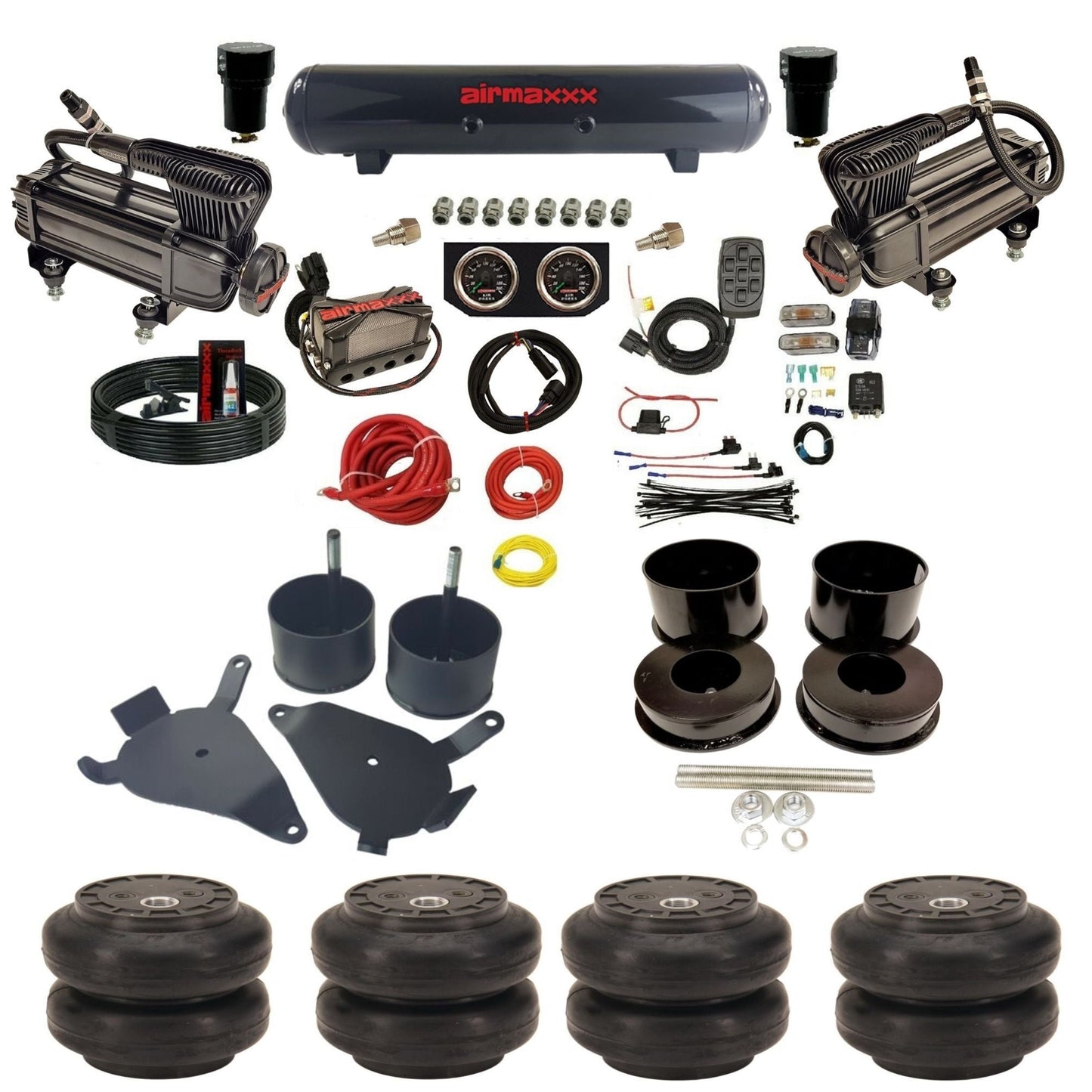airmaxxx x-series air compressors X4 manifold steel air tank Slam bags and brackets for 1978-88 GM G-Body KGBDY-XB2-57S-X4X7-WK-HFSS6